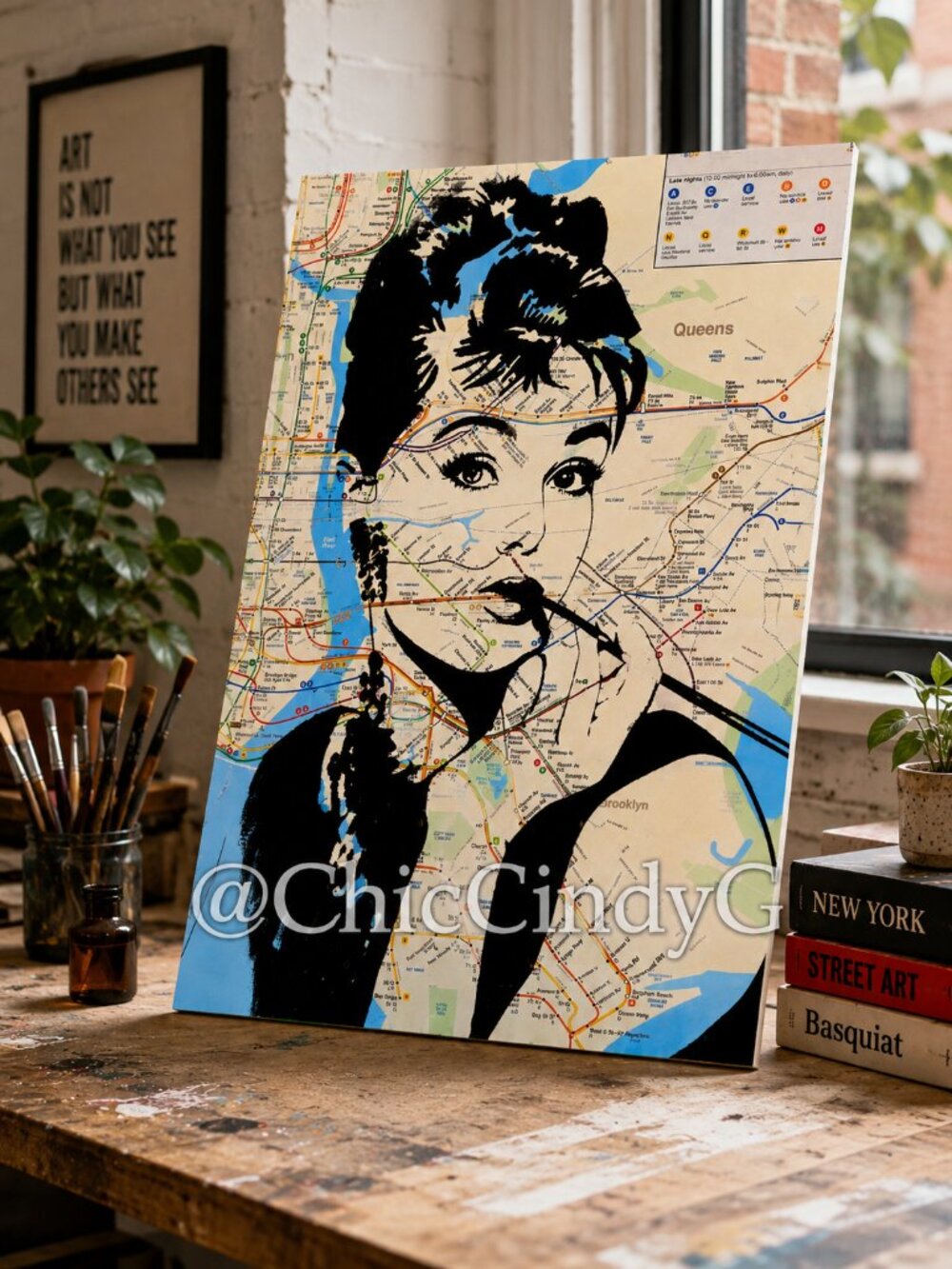 💋Audrey Hepburn Pop Art NYC Subway Map Street Art Print 16x24" - Picture 3 of 4